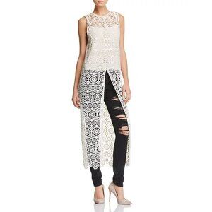 Alice + Olivia NWT Gretchen Sleeveless Lace Long Tunic in Off White size XS